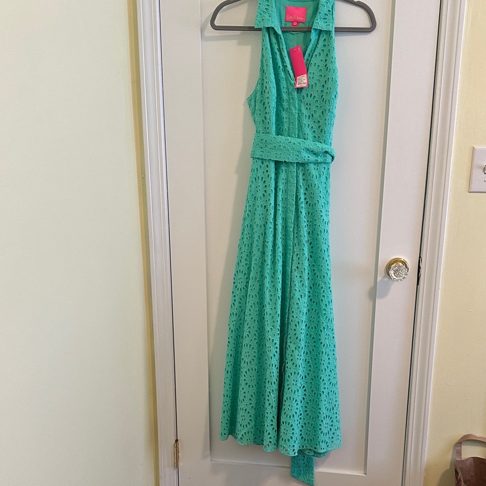 Lilly Pulitzer Turquoise Eyelet Maxi Dress